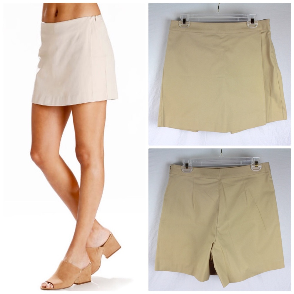 Boston Proper Twill Side Zip Skort Tan Khaki Sz 8